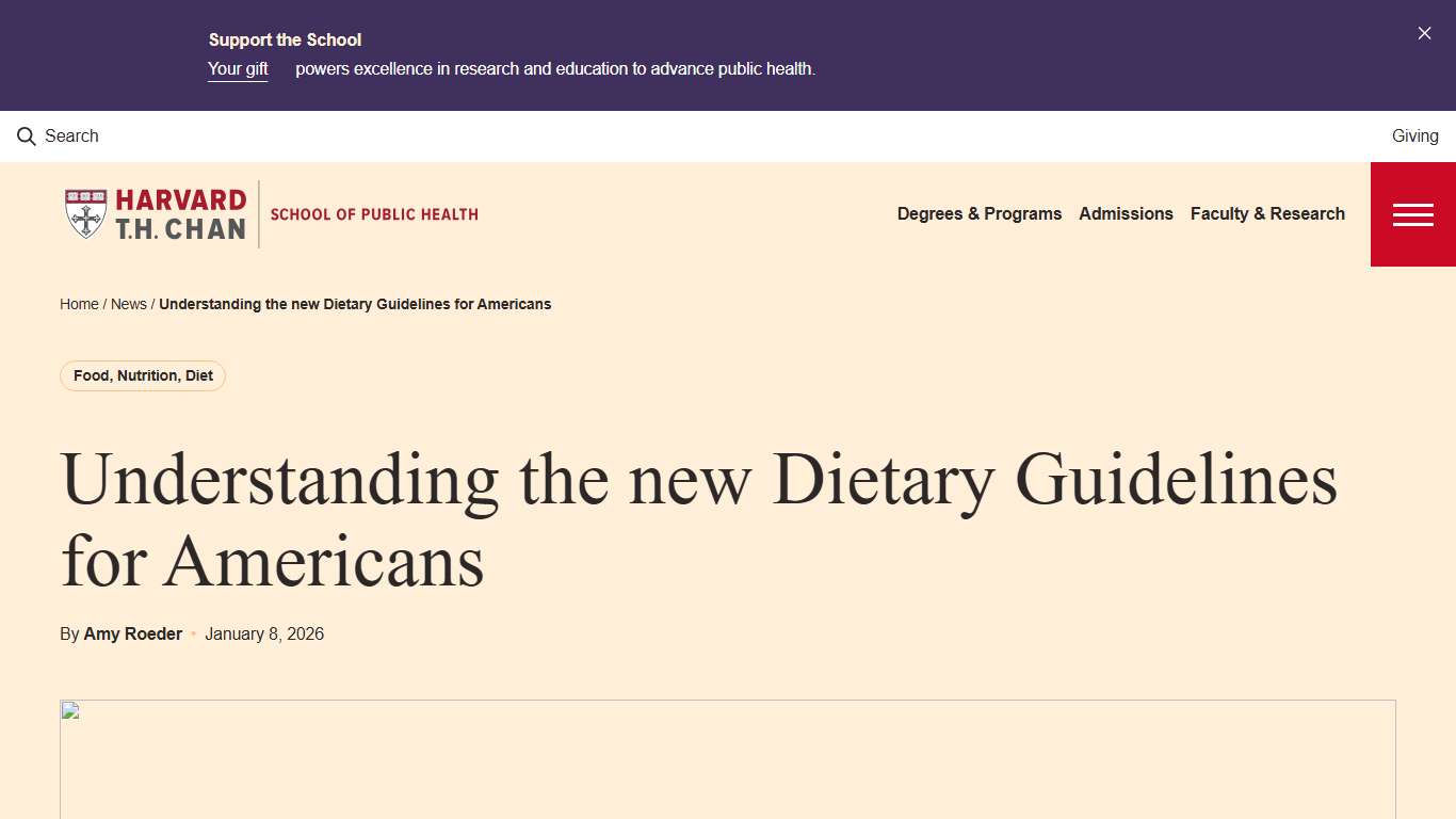 Understanding the new Dietary Guidelines for Americans | Harvard T.H. Chan School of Public Health