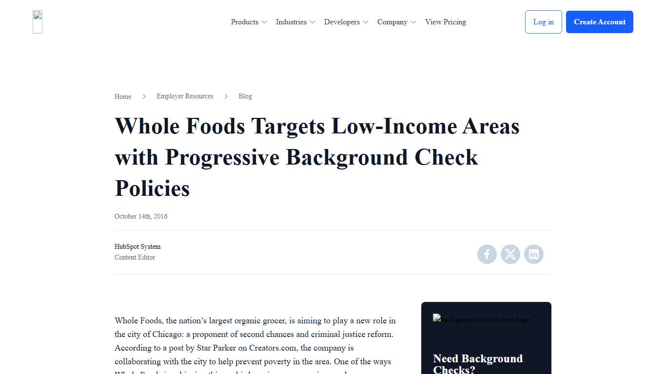 Whole Foods Targets Low-Income Areas with Progressive Background Check Policies | BackgroundChecks.com