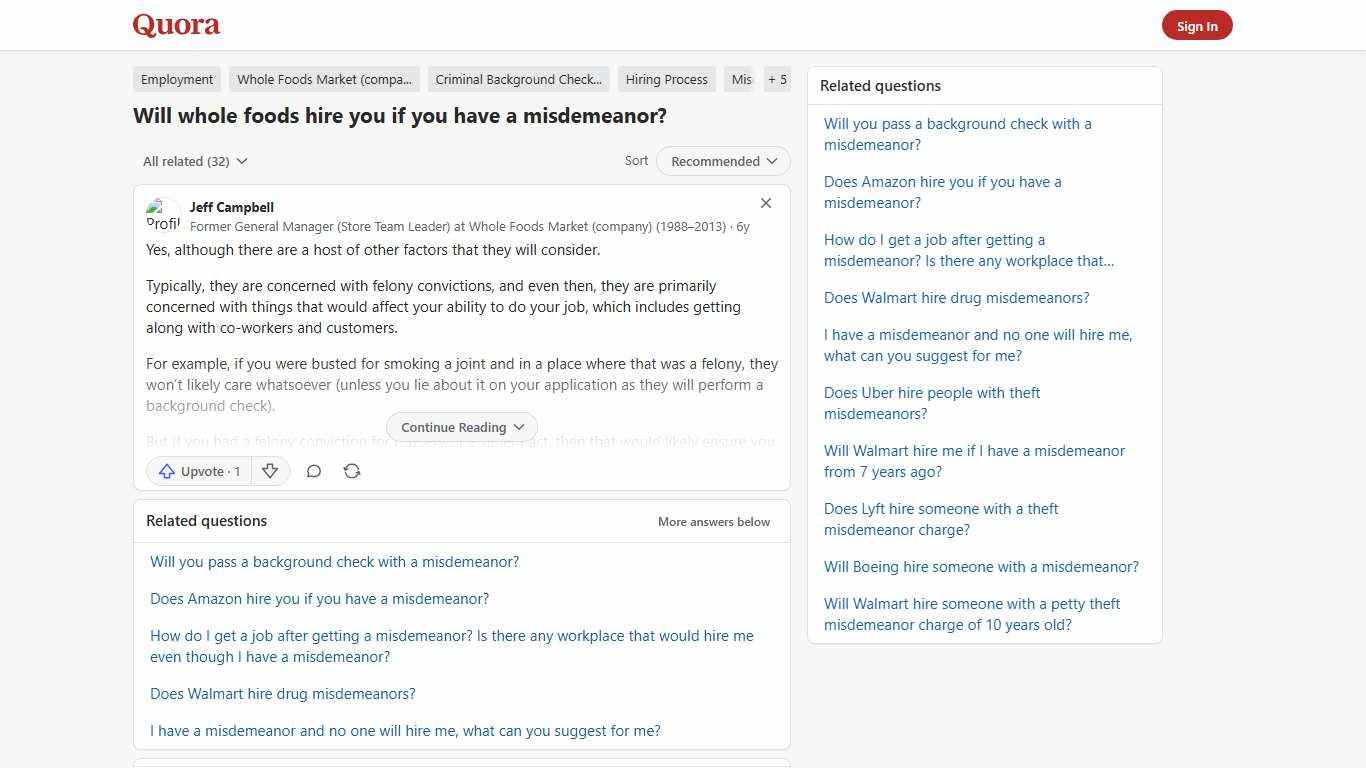 Will whole foods hire you if you have a misdemeanor? - Quora