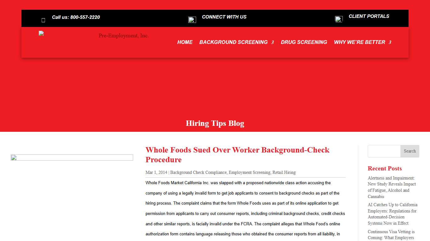 Whole Foods Sued Over Worker Background-Check Procedure - Pre-Employment, Inc.